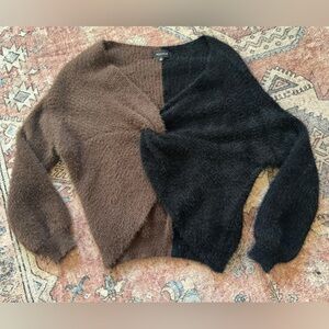 Women’s Black & Brown Block Sweater, Size S